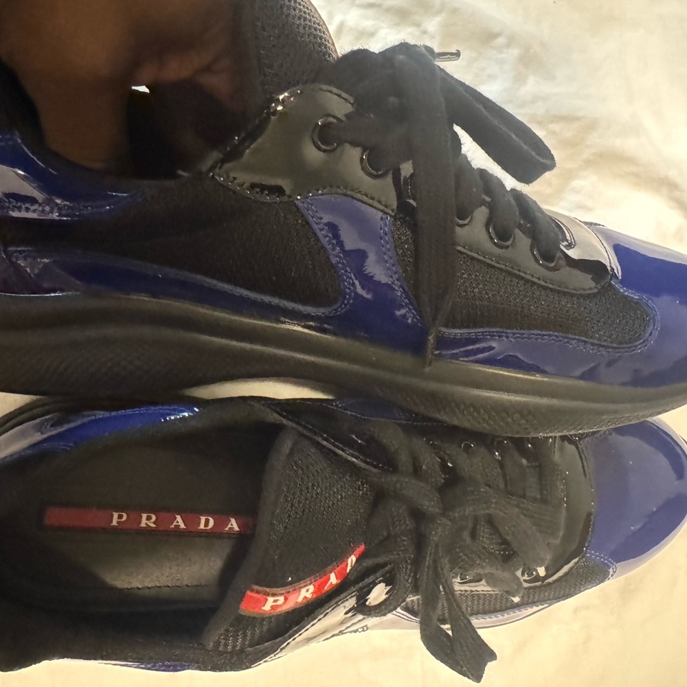 Prada Men's Black and Blue Sneakers - Picture 2 of 4